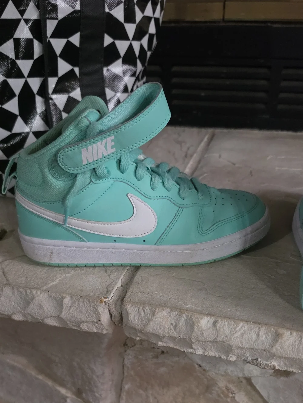 Nike Kids High-Top Sneakers in Aqua and White